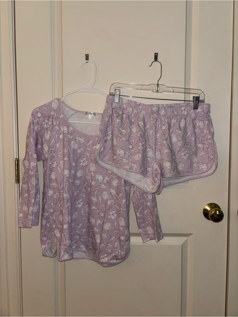 LAKE lavender floral print 3/4 length shirt and shorts